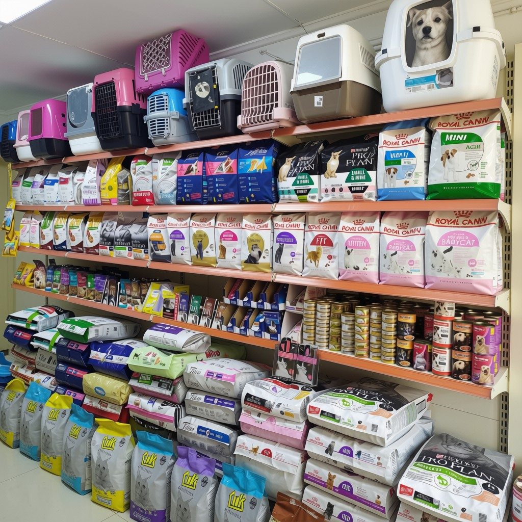 Kedi ve köpek maması raf düzeni